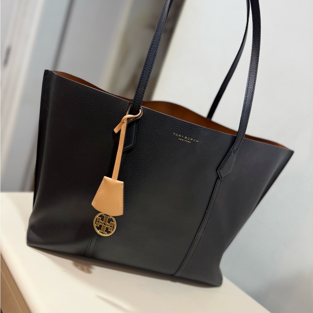 Tory Burch Perry EUC Triple Compartment Leather Large Shoulder Tote BLACK - Picture 7 of 16